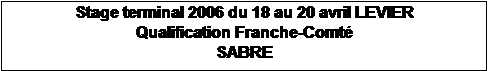 Zone de Texte: Stage terminal 2006 du 18 au 20 avril LEVIER
Qualification Franche-Comt
SABRE